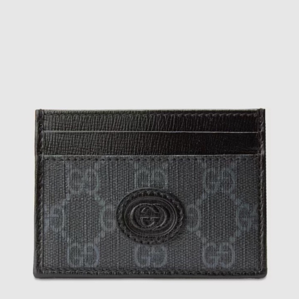 Gucci Card Case with Interlocking G in black GG Supreme canvas